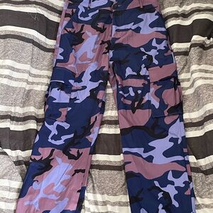 Camouflage Cargo Pants in Blue and Purple